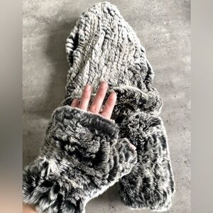 Matching gloves and hat 100% rex rabbit fur